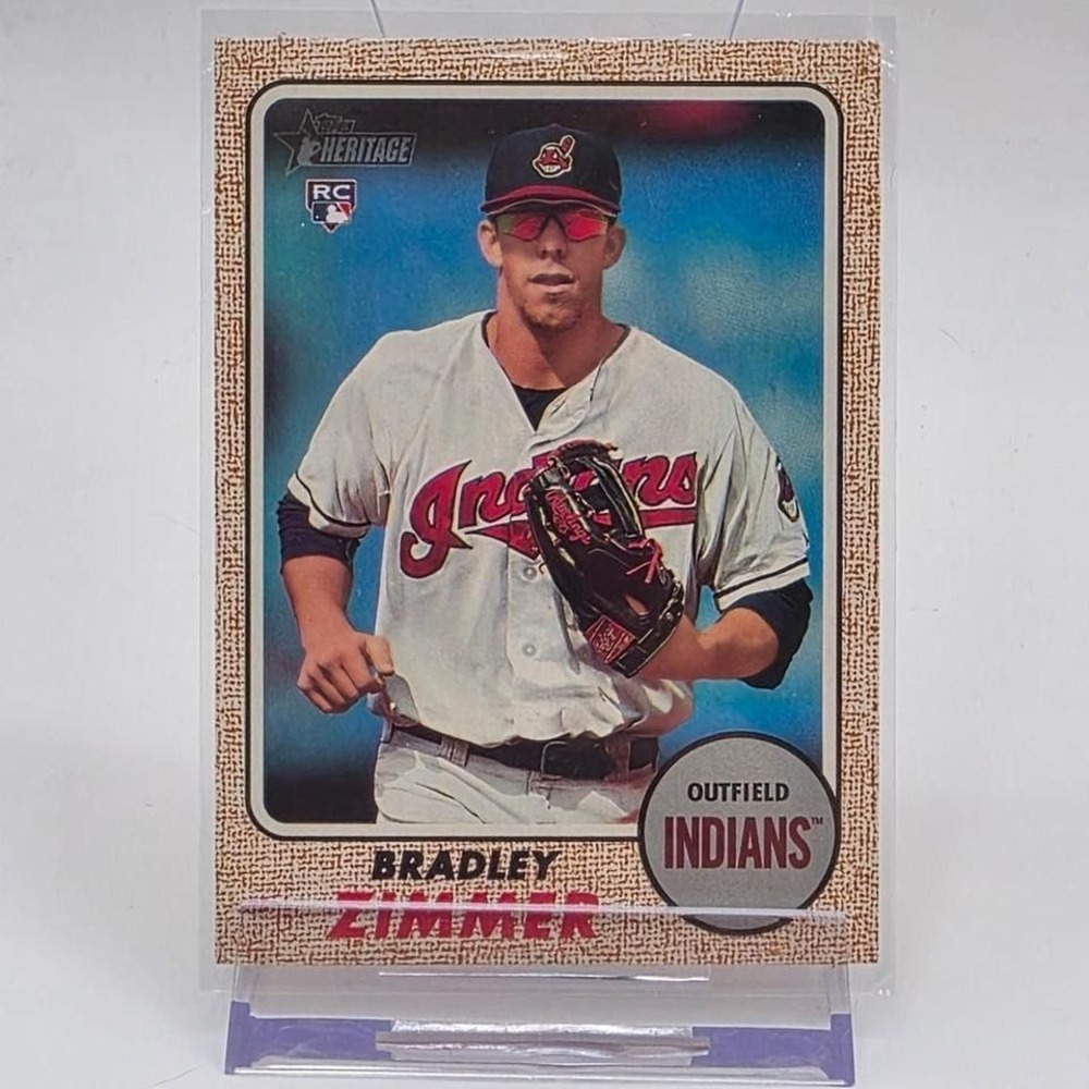 2017 Topps Heritage Bradley Zimmer Rookie Card 576 Cleveland Indians RC Baseball